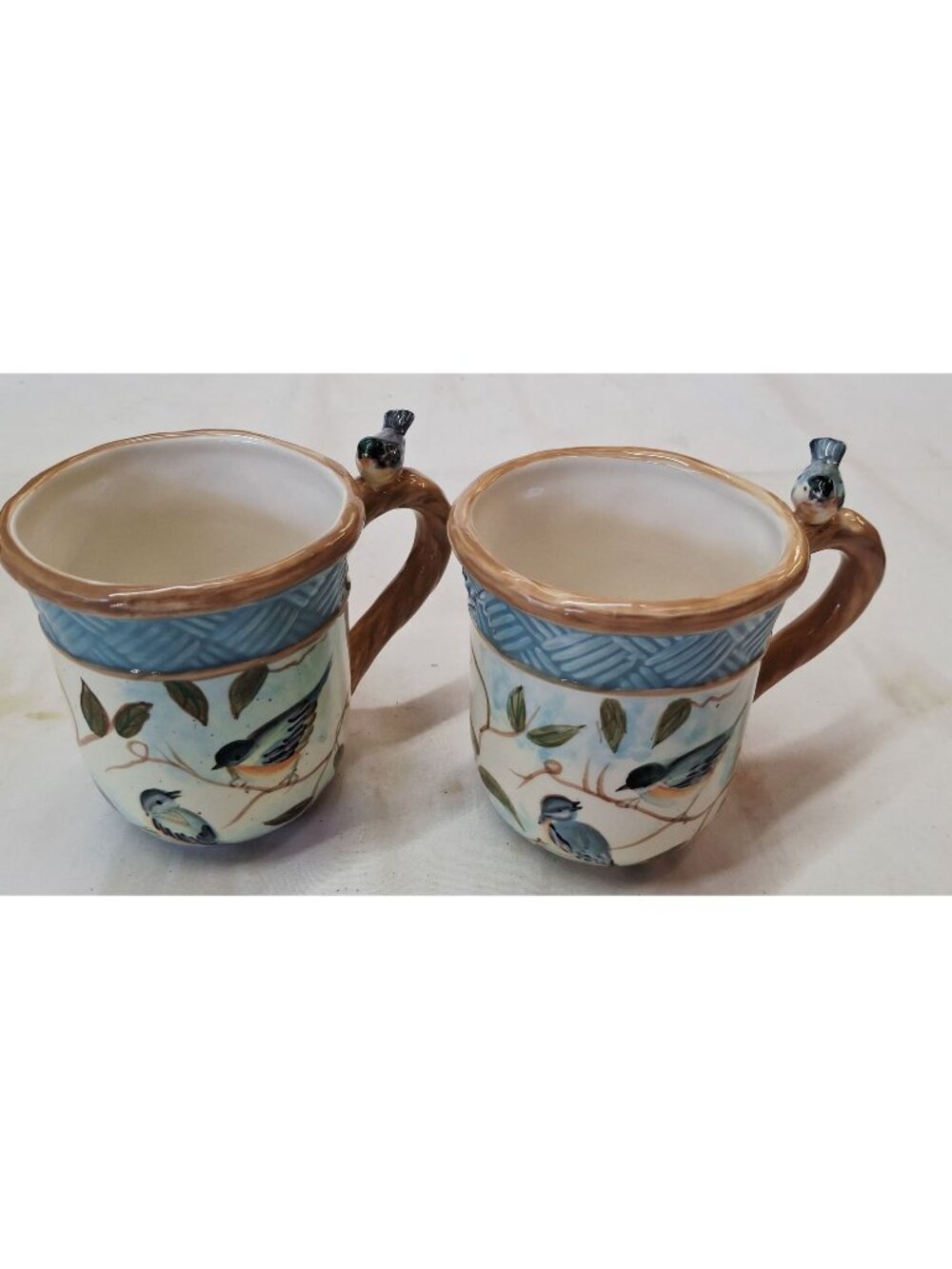 Set Of 2 Cracker Barrel Nature Walk Ceramic Bird Handle Mugs Dishwasher & Microw